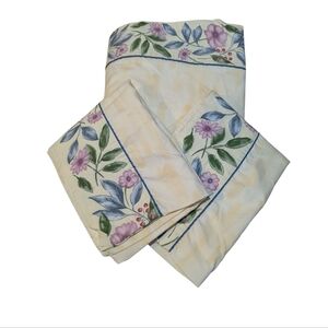 Vintage Croscill QUEEN Flat Sheet and Sham Set Floral Cottagecore Shabby Chic